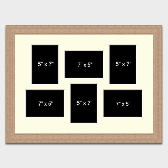 Oak Veneer Multi-Photo Collage Frame with Six Alternating Openings