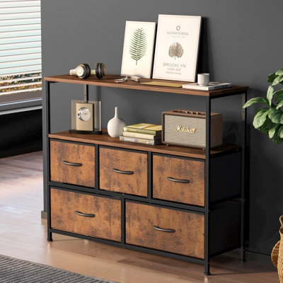 Open Shelf Dresser Styling with Fabric Drawers
