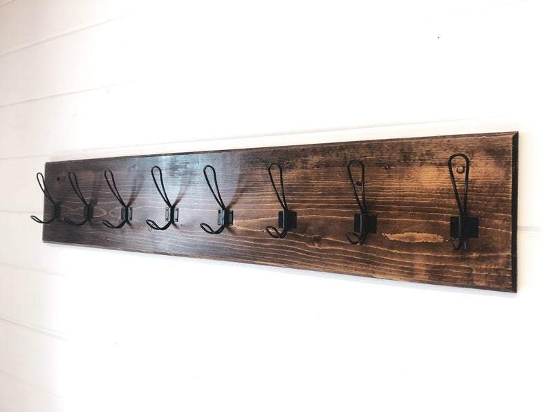 Oversized Farmhouse Hooks Wall Mounted Coat Rack Eight Hook Layout