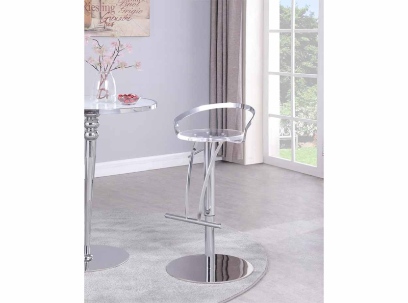 Pedestal Bar Stool with Curved Back Support and Transparent Seat
