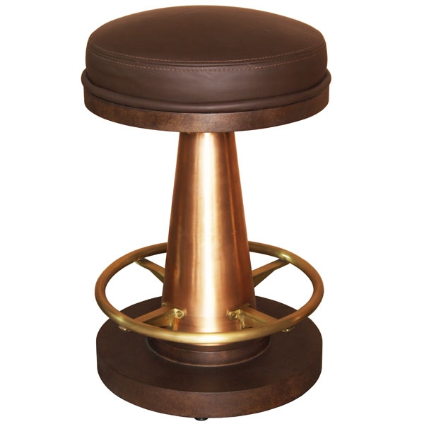 Pedestal Bar Stool with Heavy Conical Base and Round Seat
