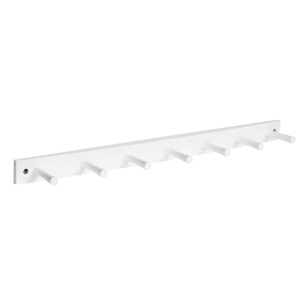 Peg Rack, Seven Cylindrical Pegs, Wall Mounted, Clean Wall Storage