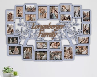 Periwinkle Collage Frame, Organic Branch Motif, Personalized Text