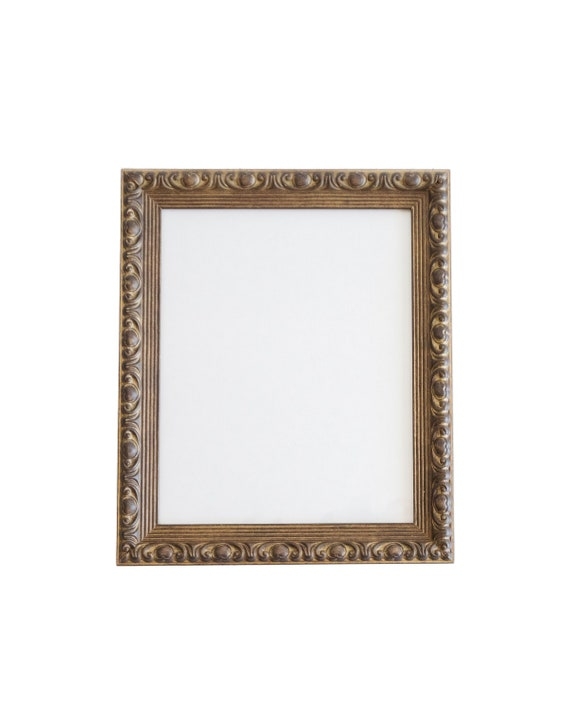 Picture Frame Antique Distressed Scrolled Outer Molding Ribbed Border