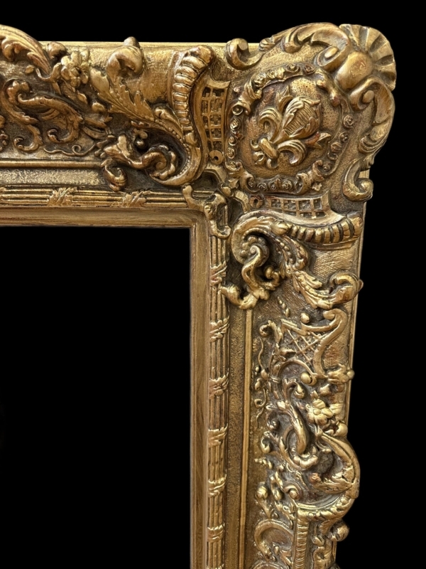 Picture Frame Antique Gilded Fleur-de-Lis Motif Rococo Style