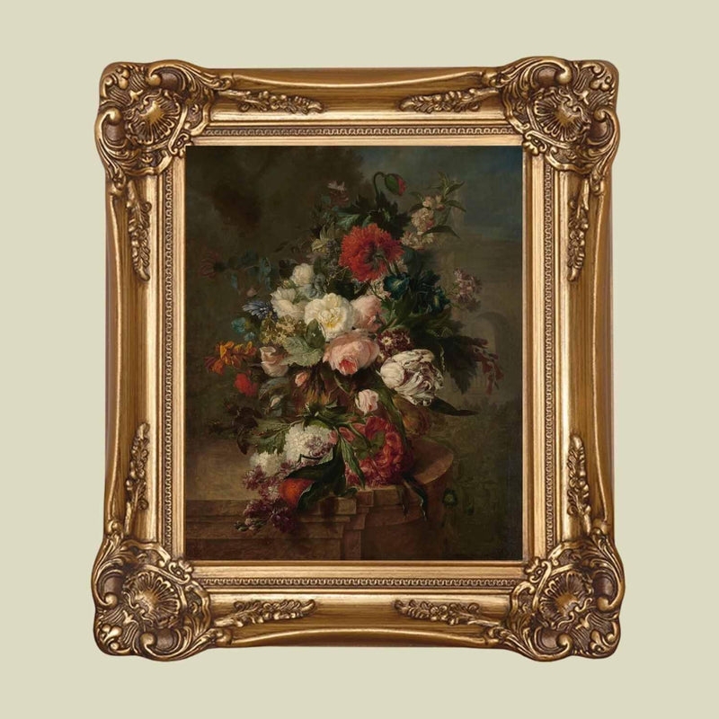 Picture Frame Antique Wide Profile Ornate Carving Beaded Inner Border