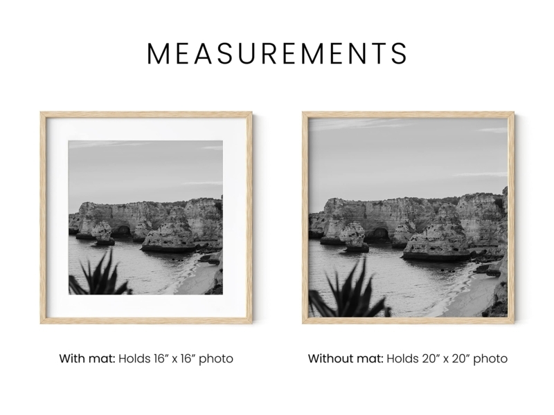 Picture Frame Beige Oak Tone Square Thin Frame Included Mat