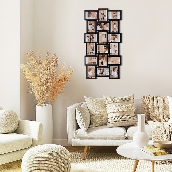 Picture Frame Black 18-Opening Large Vertical Interlocking Design