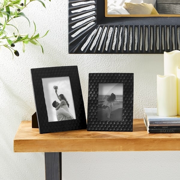 Picture Frame Black Matte Honeycomb Texture Modern Tabletop Display