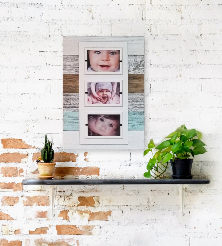 Picture Frame Coastal Seafoam Slats Whitewashed Finish Gallery