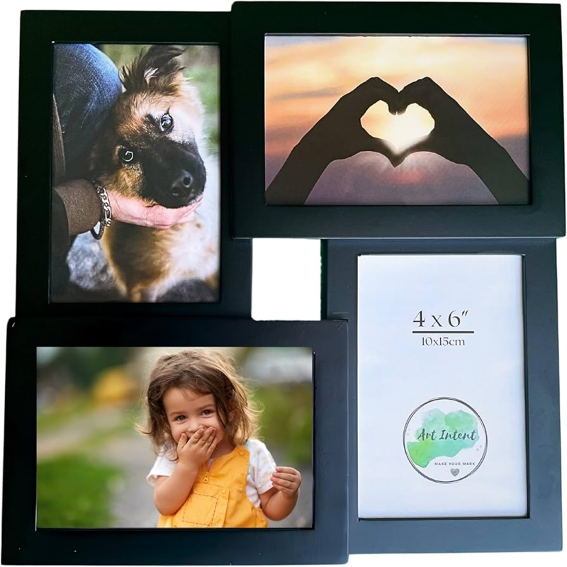 Picture Frame Collage Staggered Layout Four Photo Capacity Contemporary