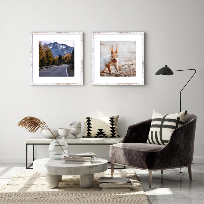 Picture Frame Distressed White Square Rustic Earthy Scandi Mat