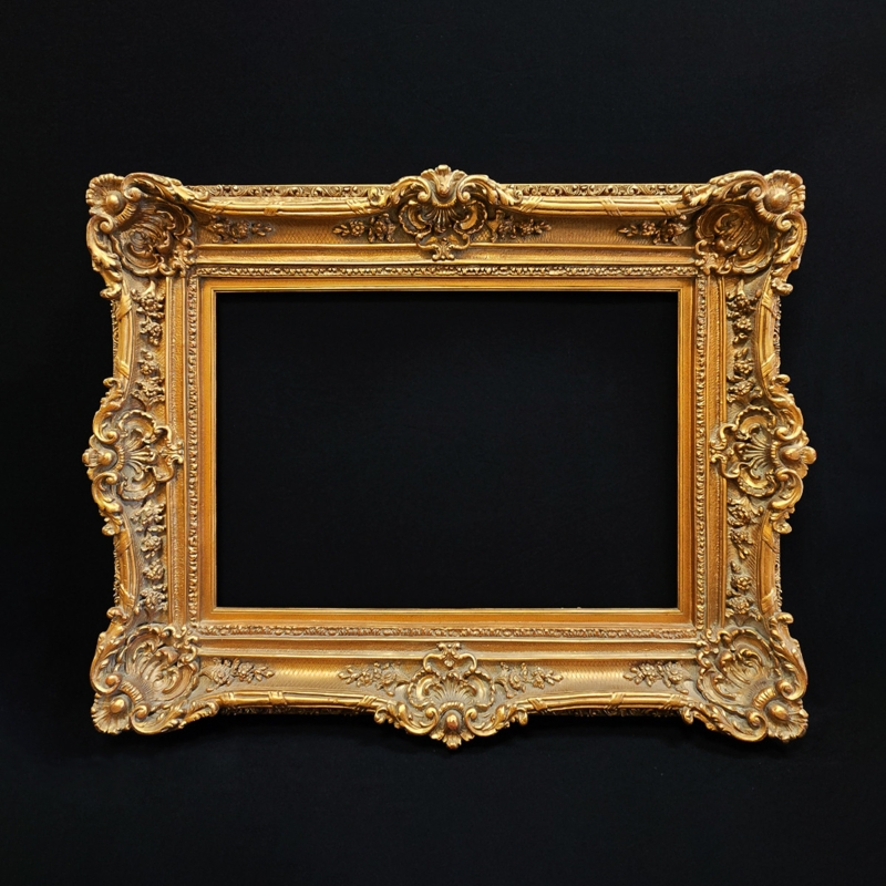 Picture Frame Gold Gilded Baroque Style with Shell Crest Scrollwork