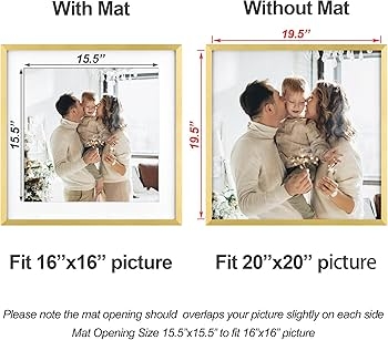 Picture Frame Gold Square Thin Profile Brushed Metallic Modern