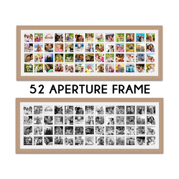 Picture Frame Light Wood 52 Slots Grid Layout Multi Aperture