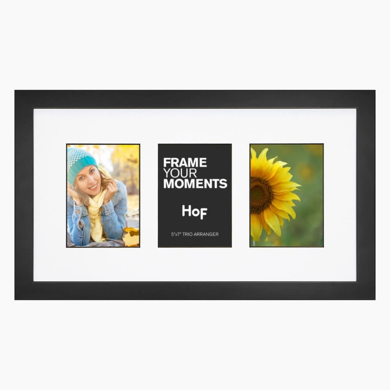 Picture Frame Matte Black Wide White Mat Minimalist Gallery
