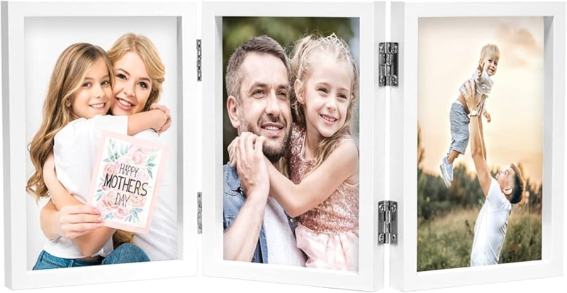 Picture Frame Matte White Hinged Panels Minimalist Tabletop