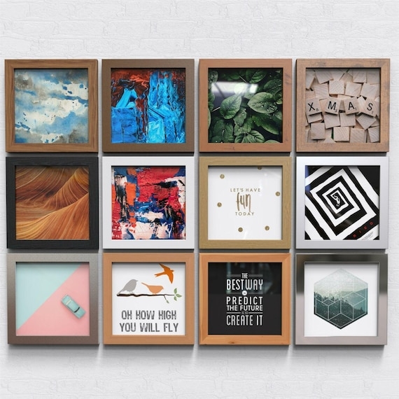Picture Frame Mixed Finish Set Grid Gallery Layout Square Silhouette