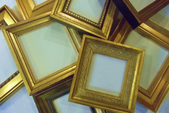 Picture Frame Mixed Styles Gold Finish Square Silhouette Antique