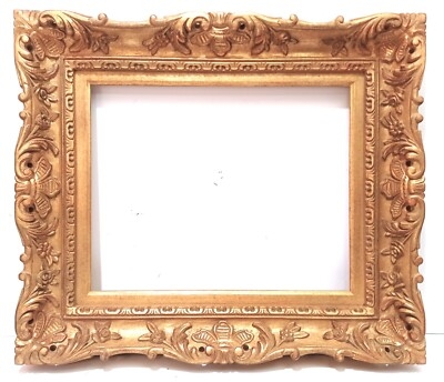 Picture Frame Pierced Detail Baroque Ornamentation, Antiqued Gold