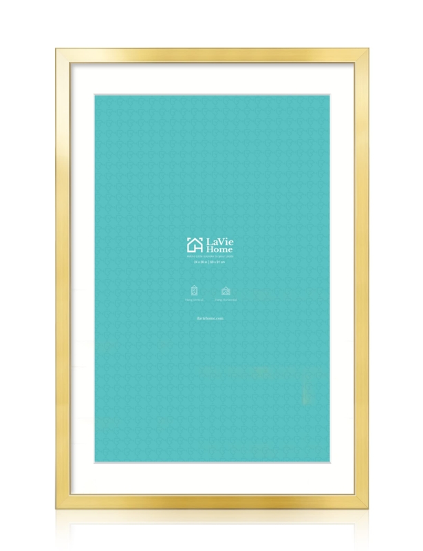Picture Frame Polished Gold Finish Wide White Mat Modern Slim Profile