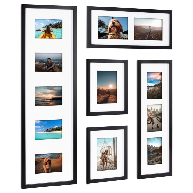 Picture Frame Set, 5-Piece Modern with Varied Multi-Opening Mats.