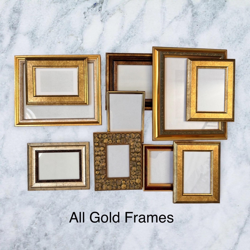 Picture Frame Set Assorted Gold Finishes, Ornate Carved Molding