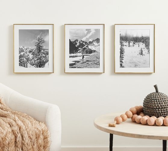 Picture Frame Set Gold Triptych Layout Mountain Photography Thin Profile
