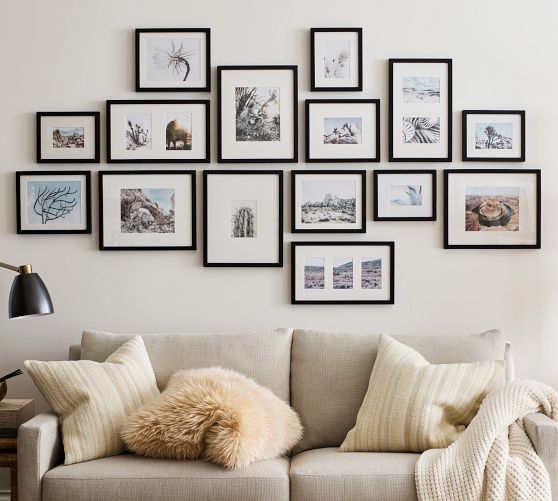 Picture Frame Set Matte Black Asymmetrical Gallery Grid Wide Matting Cozy