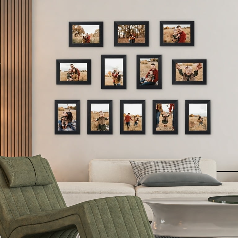 Picture Frame Set of 12 Black Mixed Orientation Gallery Layout Modern