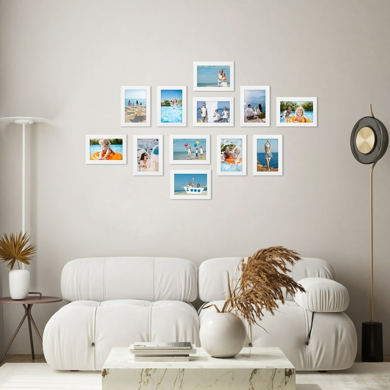 Picture Frame Set of 12 White Coastal Minimalist Display Gallery Wall