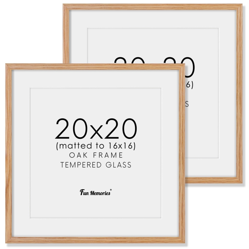 Picture Frame Set of 2 Square Light Brown Wood Grain Minimalist
