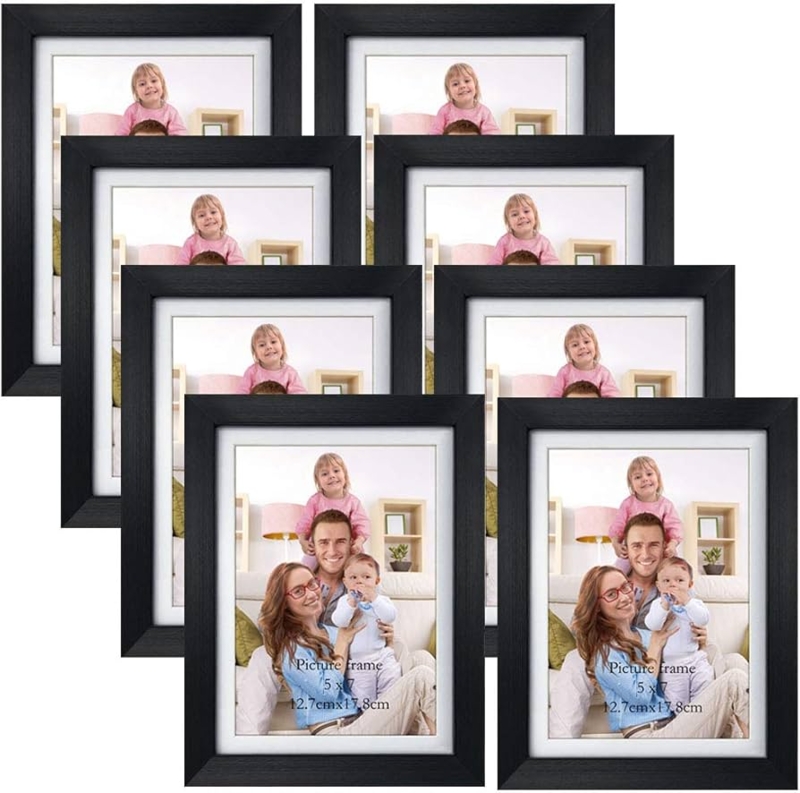 Picture Frame Set of 8 with White Mats for Gallery Wall Display