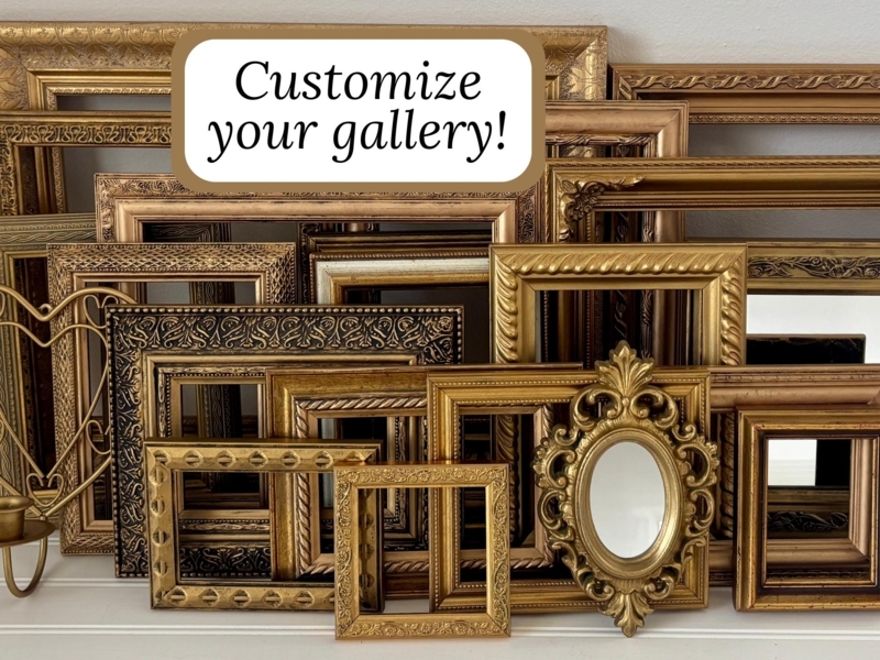 Picture Frame Set Ornate Carving Gold, Assorted Sizes Gallery