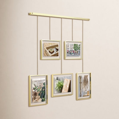 Picture Frame Set Rail Suspension Gold Modern Gallery Wall Kit