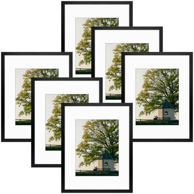 Picture Frame Set Staggered Layout Matte Black Gallery Wall