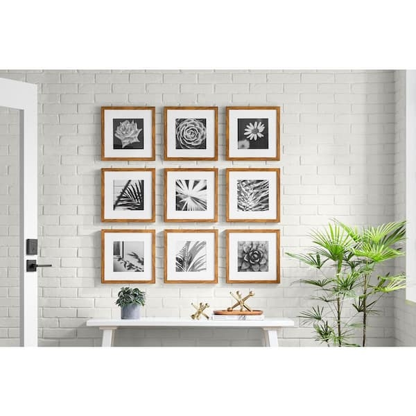 Picture Frame Set Walnut Toned Frames Grid Layout Botanical Photography Farmhouse