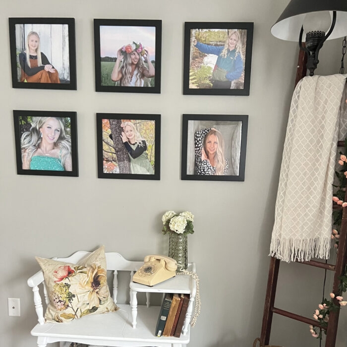 Picture Frame Six Frame Grid Vintage Rotary Phone Spindle Bench