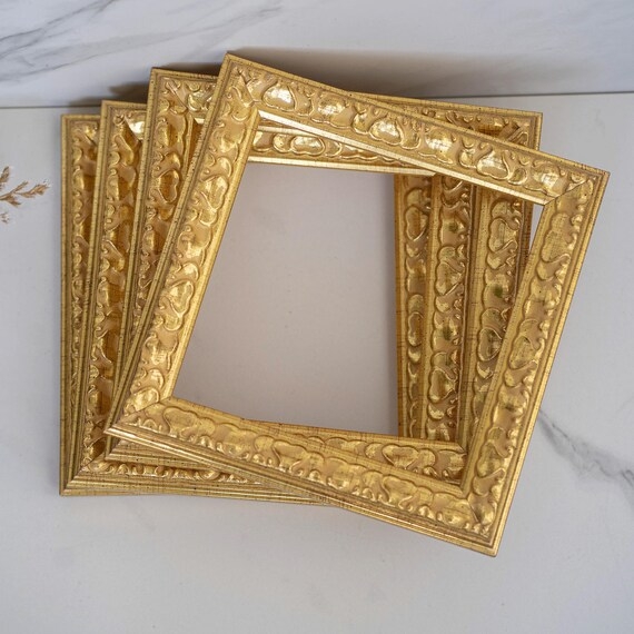 Picture Frame Square 6x6, Ornate Scrollwork Relief, Gold Finish