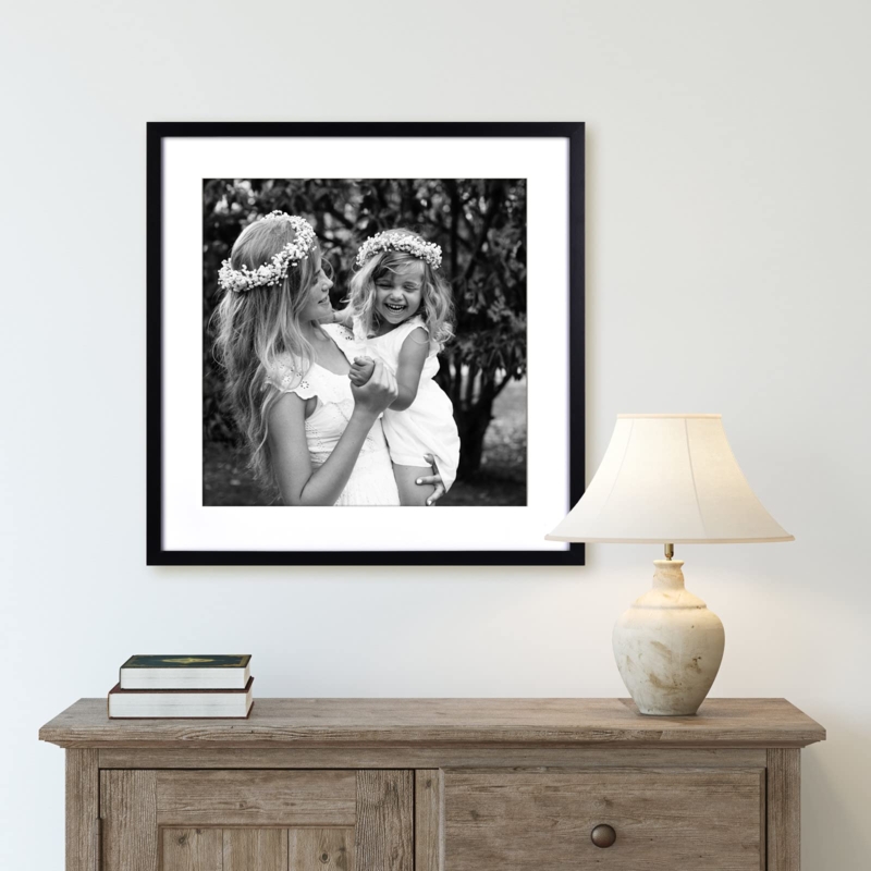 Picture Frame Square Matte Black Weathered Modern Rustic Wide Mat