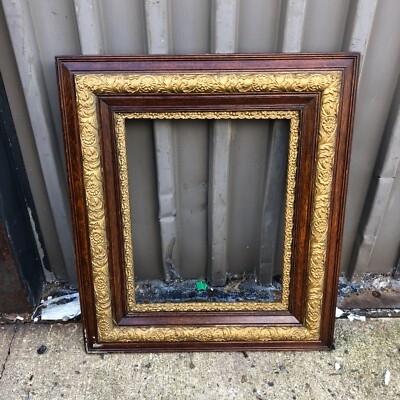 Picture Frame Vintage Ornate Gold Scrollwork Dark Oak Molding