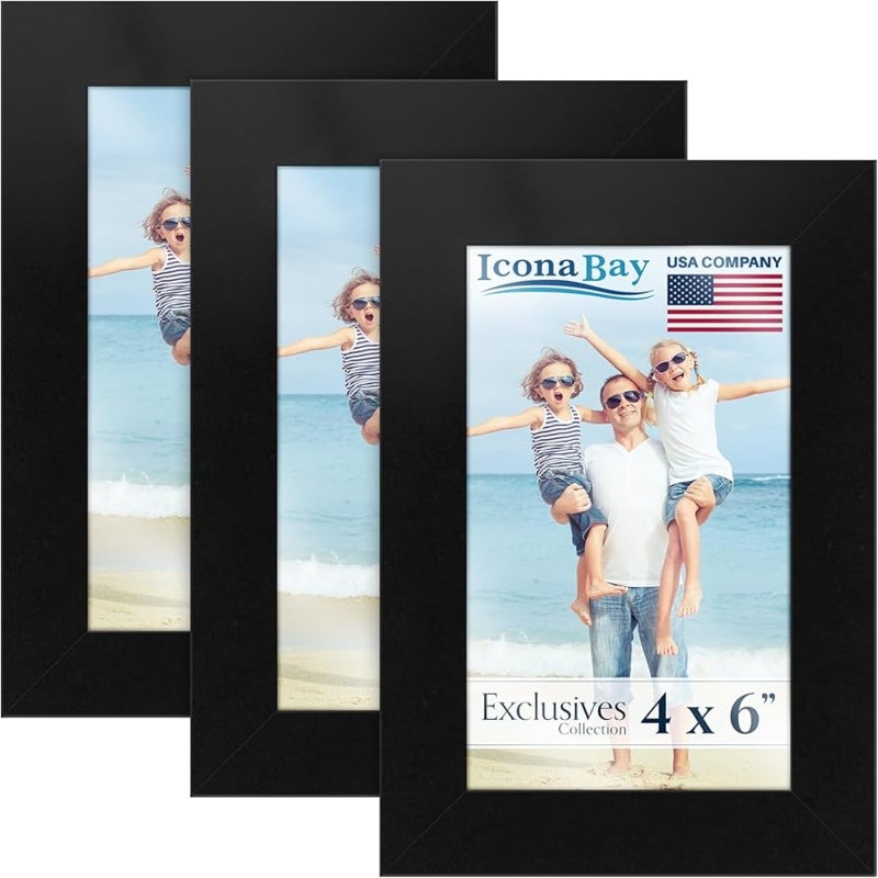 Picture Frame Wide Profile Set of Three Matte Finish Matted Look Sleek