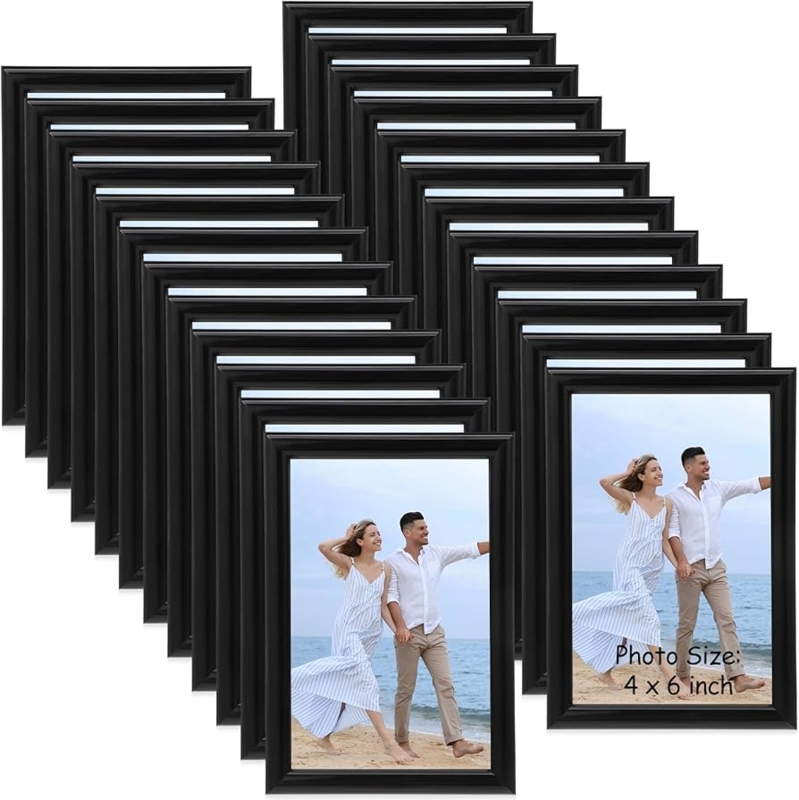 Picture Frames Bulk Set Black Stepped Profile Minimalist 4x6 Organized