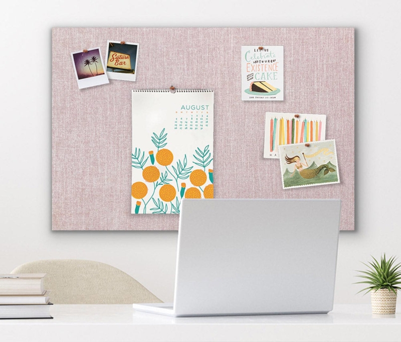 Pin Board Blush Pink Fabric, 36x24 Frameless Contemporary Minimalist