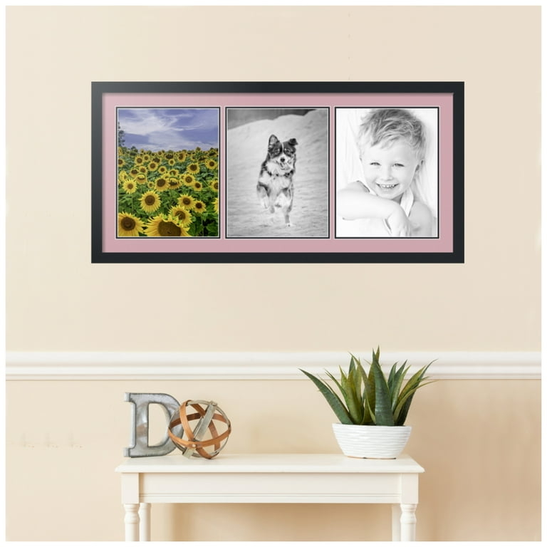Pink Mat Collage Photo Frame Black Transitional Horizontal Display