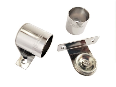 Polished Chrome Curtain Rod Brackets with Knurled Texture Sockets