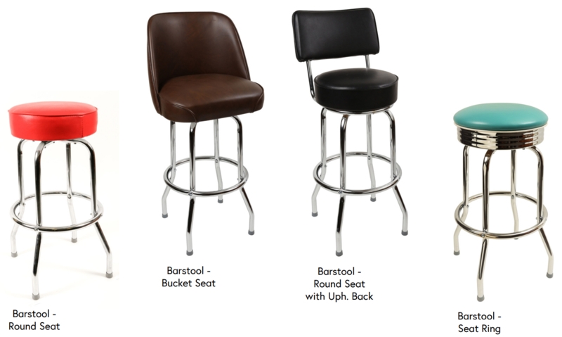 Retro Barstools with Chrome Frames and Bucket Seats