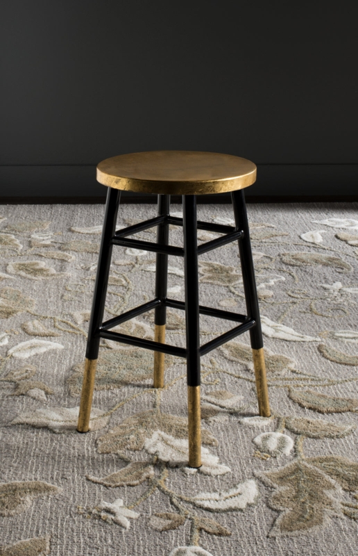 Round Seat Counter Stool Gold Leaf Dipped Legs Glam Kitchen Decor