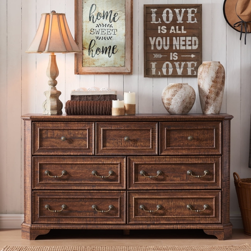 Rustic Brown Wood Chest with Bail Pulls and Plank Styling