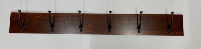 Rustic Coat Rack Rich Wood Grain Dark Brown Six Double Prong Hooks